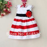 Vestido Listras c/ Flor
